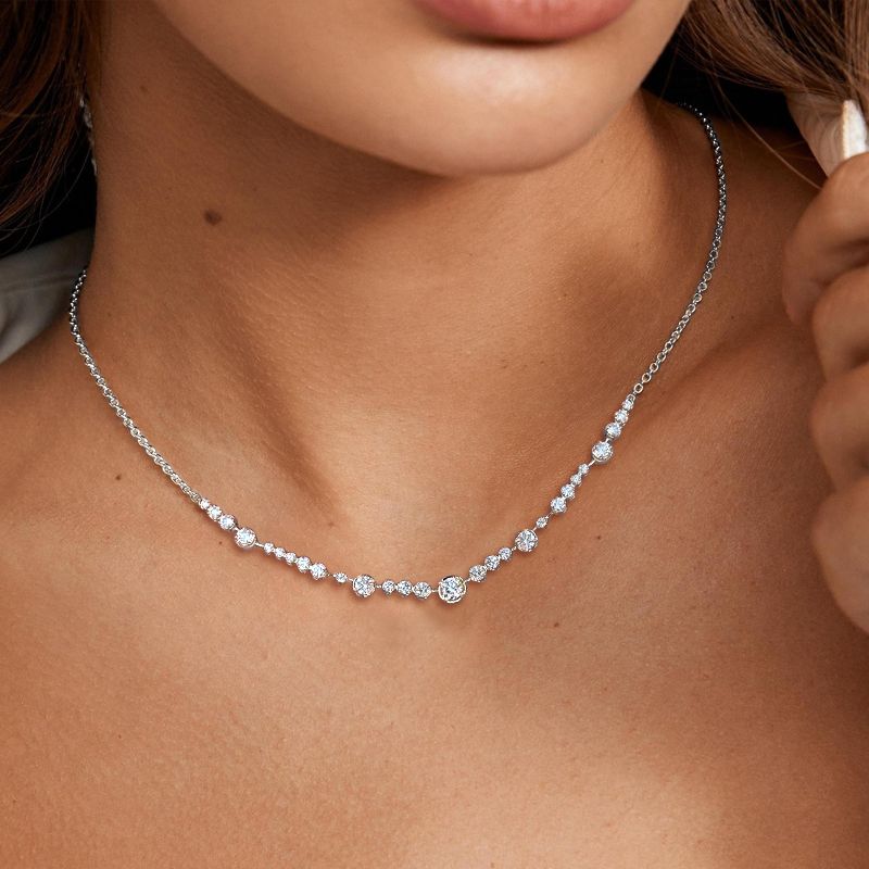 Classic Round Cut White Sapphire Pendant Necklace For Women Belovegrace