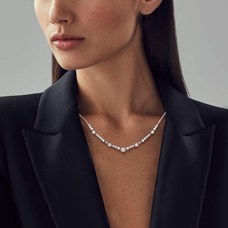 Classic Round Cut White Sapphire Pendant Necklace For Women Belovegrace
