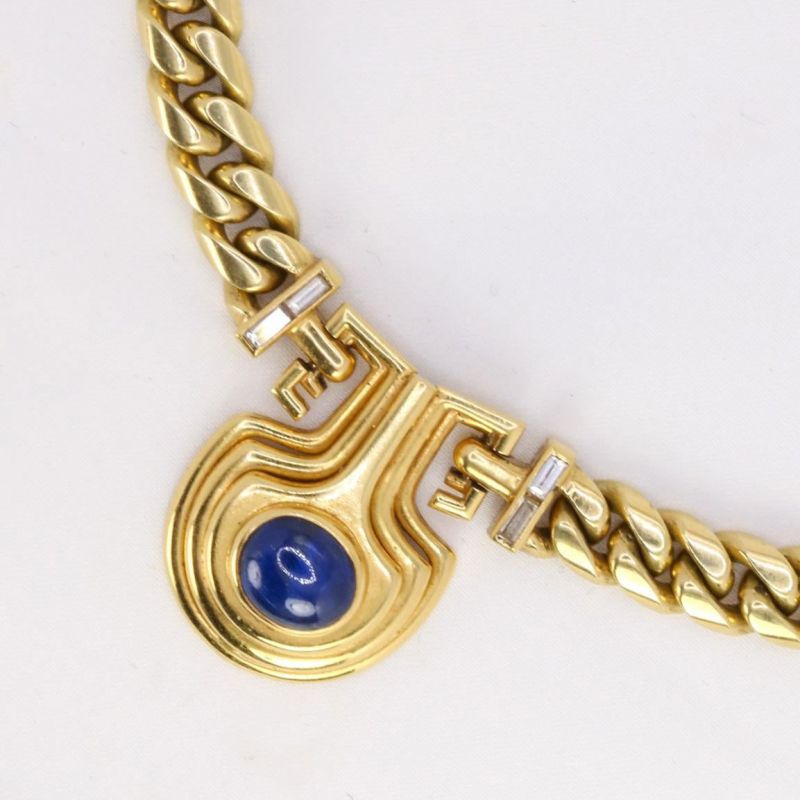 Vintage Golden Oval Cut Blue Sapphire Cabochon Necklace For Women Belovegrace