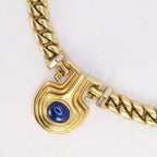 Vintage Golden Oval Cut Blue Sapphire Cabochon Necklace For Women Belovegrace