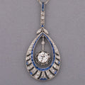 Art Deco Unique Halo Round Cut White Sapphire Pendant Necklace For Women Belovegrace