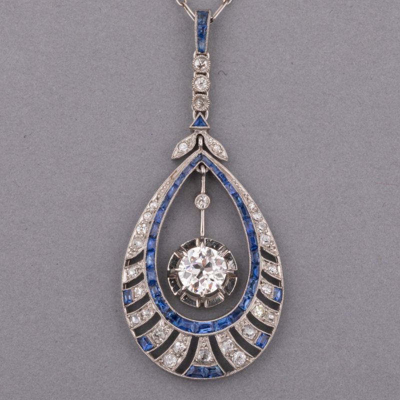 Art Deco Unique Halo Round Cut White Sapphire Pendant Necklace For Women Belovegrace