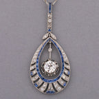 Art Deco Unique Halo Round Cut White Sapphire Pendant Necklace For Women Belovegrace