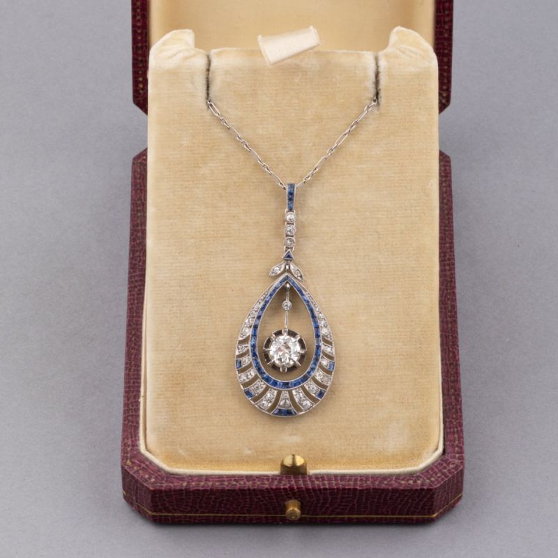 Art Deco Unique Halo Round Cut White Sapphire Pendant Necklace For Women Belovegrace