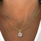 Gold Round Cut White Sapphire Pendant Necklace Wedding Necklace For Women Belovegrace