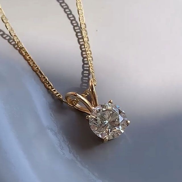 Gold Round Cut White Sapphire Pendant Necklace Wedding Necklace For Women Belovegrace