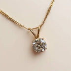Gold Round Cut White Sapphire Pendant Necklace Wedding Necklace For Women