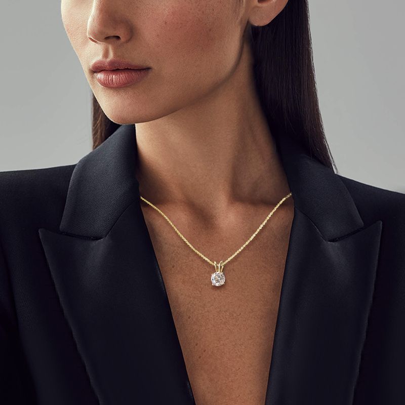 Gold Round Cut White Sapphire Pendant Necklace Wedding Necklace For Women Belovegrace
