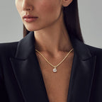 Gold Round Cut White Sapphire Pendant Necklace Wedding Necklace For Women Belovegrace
