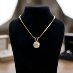 Gold Round Cut White Sapphire Pendant Necklace Wedding Necklace For Women
