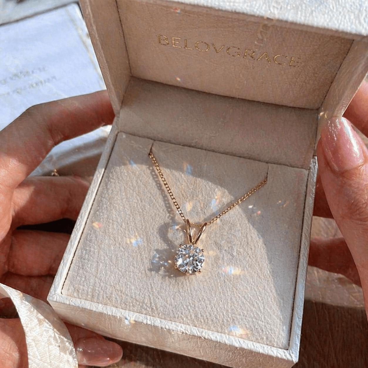 Gold Round Cut White Sapphire Pendant Necklace Wedding Necklace For Women