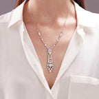 Art Deco Halo Round Cut White Sapphire Pendant Necklace For Women Belovegrace