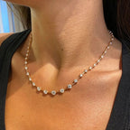 Gold Chain Round Cut White Sapphire Tennis Necklace For Women Belovegrace
