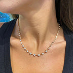 Gold Chain Round Cut White Sapphire Tennis Necklace For Women Belovegrace