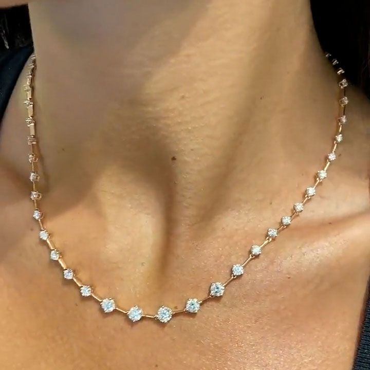 Gold Chain Round Cut White Sapphire Tennis Necklace For Women Belovegrace