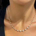 Gold Chain Round Cut White Sapphire Tennis Necklace For Women Belovegrace