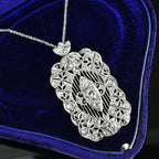 Art Deco Round Cut White Sapphire Pendant Necklace For Women Belovegrace