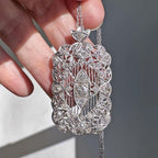 Art Deco Round Cut White Sapphire Pendant Necklace For Women Belovegrace
