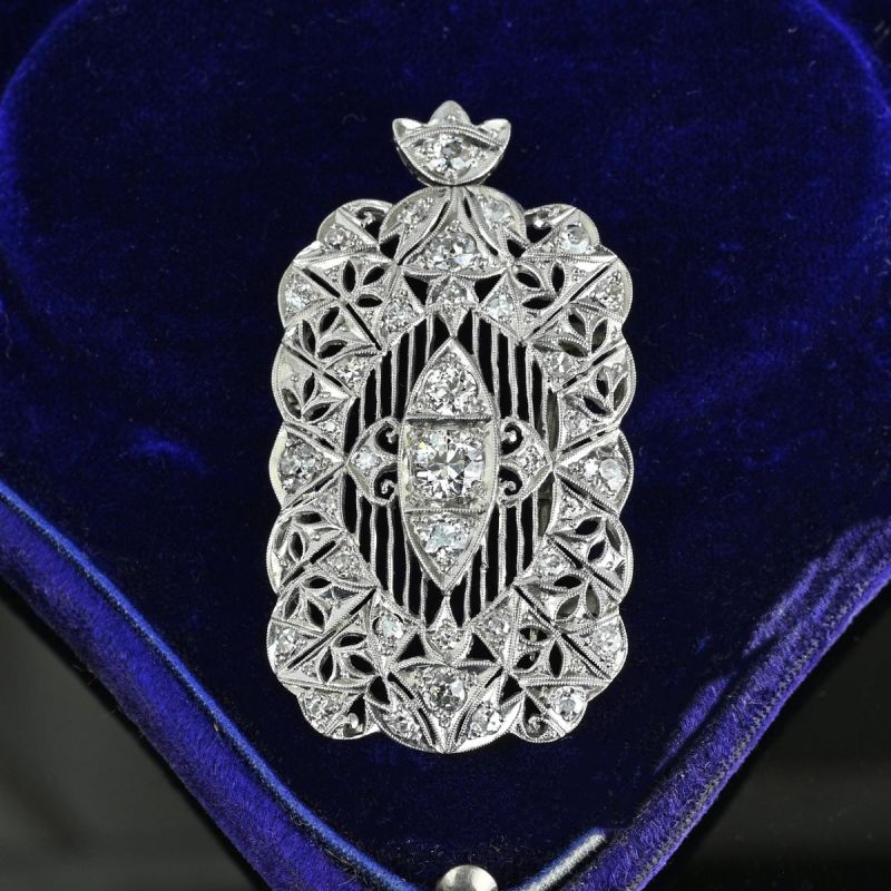 Art Deco Round Cut White Sapphire Pendant Necklace For Women Belovegrace