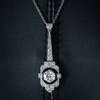 Art Deco White Sapphire Round Cut Pendant Necklace For Women Belovegrace