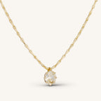 Gold Chain Solitaire Cushion Cut White Sapphire Pendant Necklace For Women