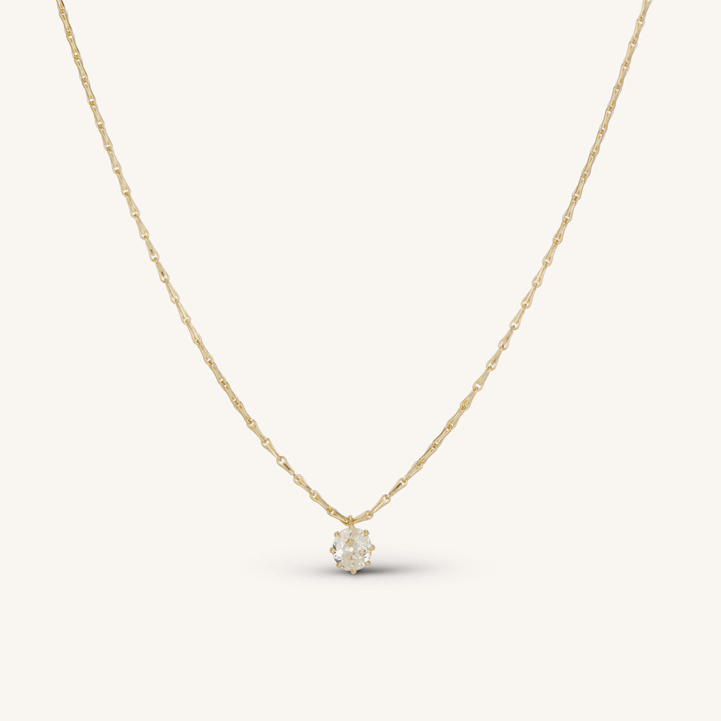 Gold Chain Solitaire Cushion Cut White Sapphire Pendant Necklace For Women