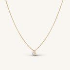 Gold Chain Solitaire Cushion Cut White Sapphire Pendant Necklace For Women