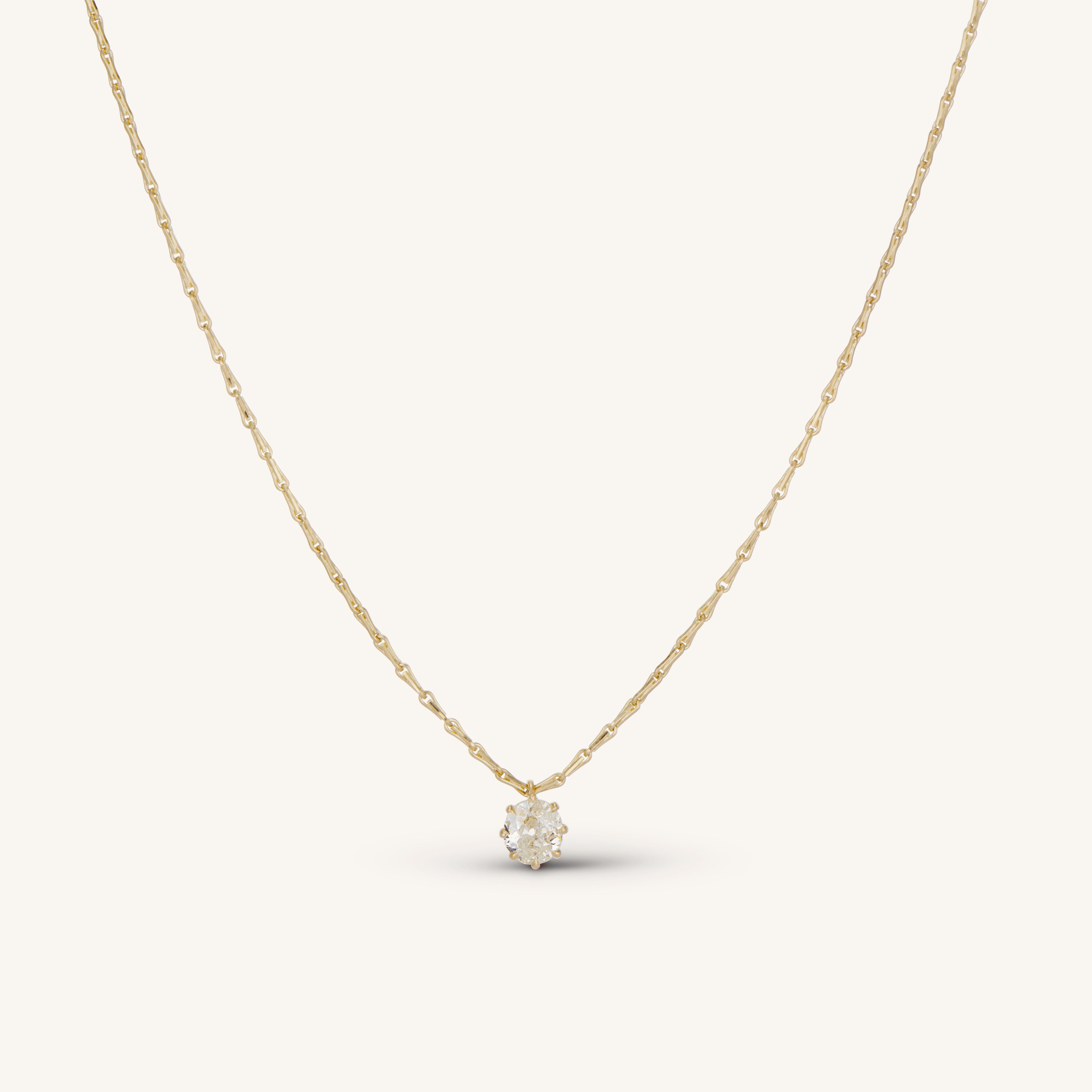 Gold Chain Solitaire Cushion Cut White Sapphire Pendant Necklace For Women