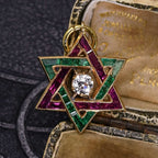 Luxury Jewelry Golden Star Design Round & Baguette Cut White & Emerald & Ruby Sapphire Pendant Necklace For Women
