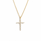 Luxury Jewelry Golden Marquise Cut White Sapphire Cross Pendant Necklace For Women