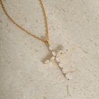 Luxury Jewelry Golden Marquise Cut White Sapphire Cross Pendant Necklace For Women