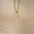 Luxury Jewelry Golden Marquise Cut White Sapphire Cross Pendant Necklace For Women