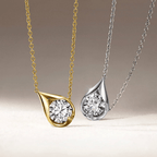 Luxury Jewelry Golden Solitaire Bezel Round Cut White Sapphire Pendant Necklace For Women