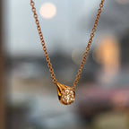 Luxury Jewelry Golden Solitaire Bezel Round Cut White Sapphire Pendant Necklace For Women