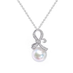 Luxury Jewelry Bow Knot Design Round Pearl Pendant Necklace For Women