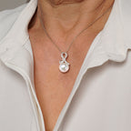 Luxury Jewelry Bow Knot Design Round Pearl Pendant Necklace For Women