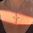 Luxury Jewelry Vintage Golden Cushion Cut White Sapphire Cross Pendant Necklace For Women