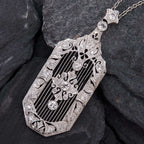 Luxury Jewelry Art Deco Filigree Round Cut White Sapphire Pendant Necklace For Women