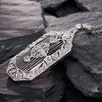 Luxury Jewelry Art Deco Filigree Round Cut White Sapphire Pendant Necklace For Women
