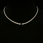 Luxury Jewelry Classic Golden Baguette Cut Emerald & White Sapphire Tennis Necklace For Women