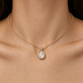 Luxury Jewelry Golden Classic Solitaire Pear Cut White Sapphire Pendant Necklace For Women