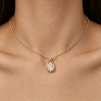 Luxury Jewelry Golden Classic Solitaire Pear Cut White Sapphire Pendant Necklace For Women