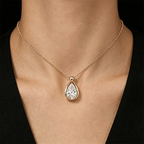 Luxury Jewelry Golden Classic Solitaire Pear Cut White Sapphire Pendant Necklace For Women