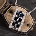 Luxury Jewelry Round Cut Blue & White Sapphire Pendant Necklace For Women