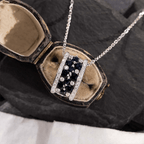 Luxury Jewelry Round Cut Blue & White Sapphire Pendant Necklace For Women
