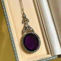 Luxury Jewelry Vintage Halo Oval Cut Amethyst Sapphire Pendant Necklace For Women