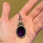 Luxury Jewelry Vintage Halo Oval Cut Amethyst Sapphire Pendant Necklace For Women