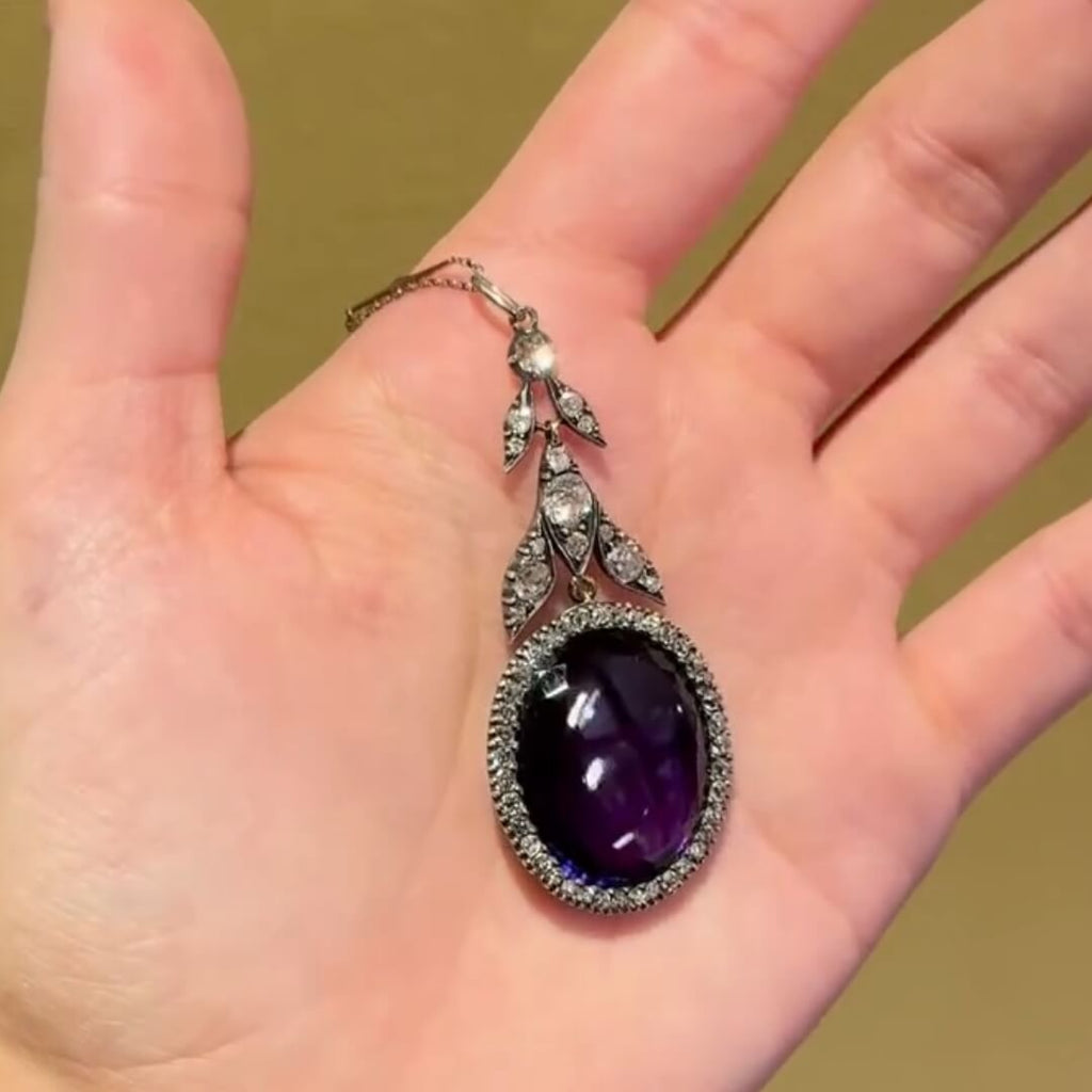 Luxury Jewelry Vintage Halo Oval Cut Amethyst Sapphire Pendant Necklace For Women