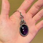 Luxury Jewelry Vintage Halo Oval Cut Amethyst Sapphire Pendant Necklace For Women