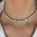 Luxury Jewelry Classic Round Cut White Sapphire Tennis Necklace For Women